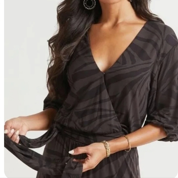 Z Supply Tops - Z SUPPLY Tropical Clara Cropped Faux Wrap Palm Print Top